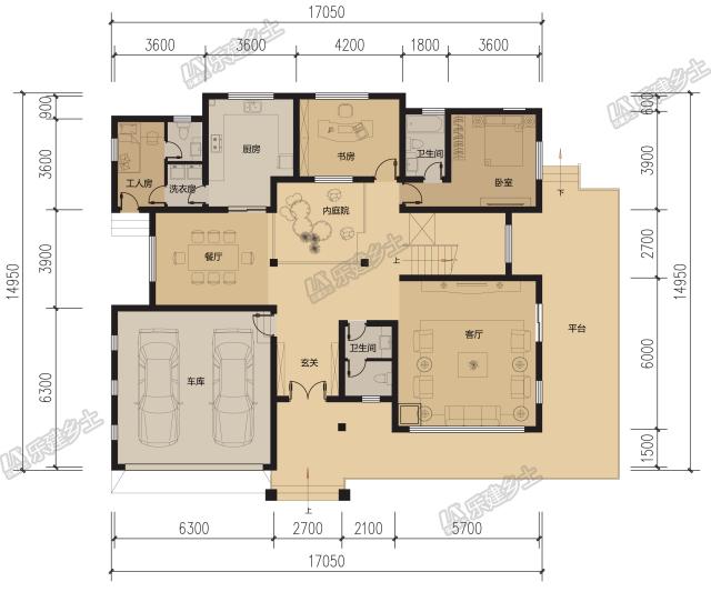 二層簡約別墅，設計過渡平臺及內(nèi)庭院，讓居住更愜意