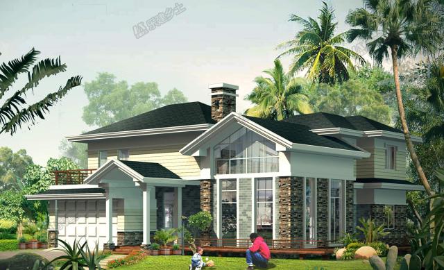 二層簡約別墅，設計過渡平臺及內(nèi)庭院，讓居住更愜意