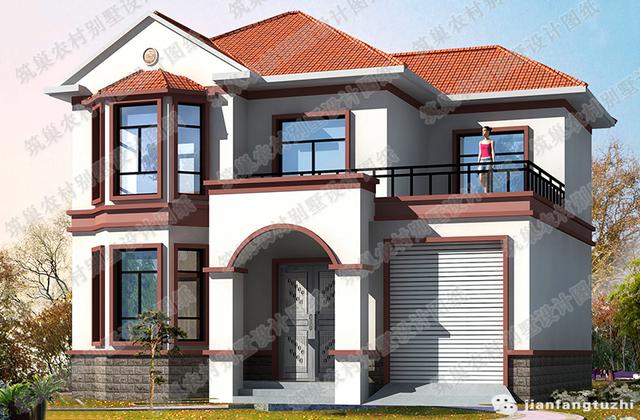 12.3米*9.4米小戶型帶堂屋二層別墅施工圖，外觀精美