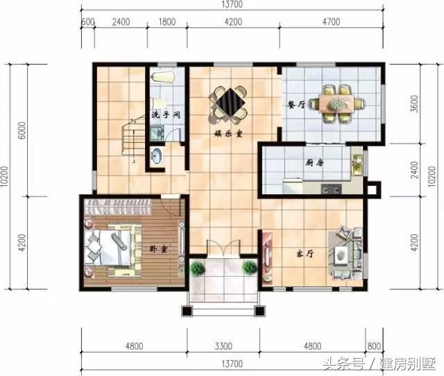 13.7×10.2米二層農(nóng)村別墅，閨房連著書屋，錦繡添香