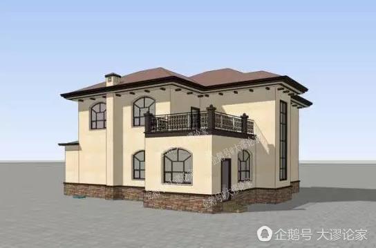 帶開放式車庫的二層農(nóng)村別墅，真石漆外墻被點(diǎn)贊