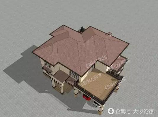 帶開放式車庫的二層農(nóng)村別墅，真石漆外墻被點(diǎn)贊