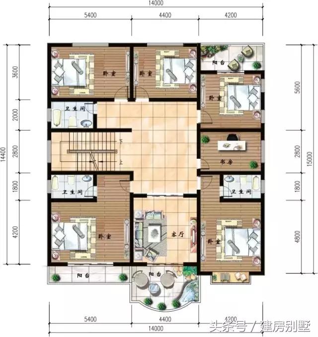 14×15.6米二層半農(nóng)村別墅，7個臥室?guī)чw樓，還有客人最喜歡的棋牌室