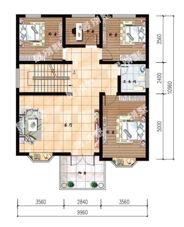 9.96x10.96米三層農(nóng)村別墅，小戶型也能火遍十里八鄉(xiāng)