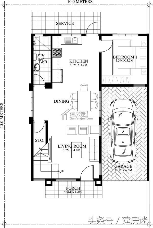8.5米X10米兩面采光小戶型經(jīng)濟(jì)別墅兩層房屋設(shè)計(jì)圖