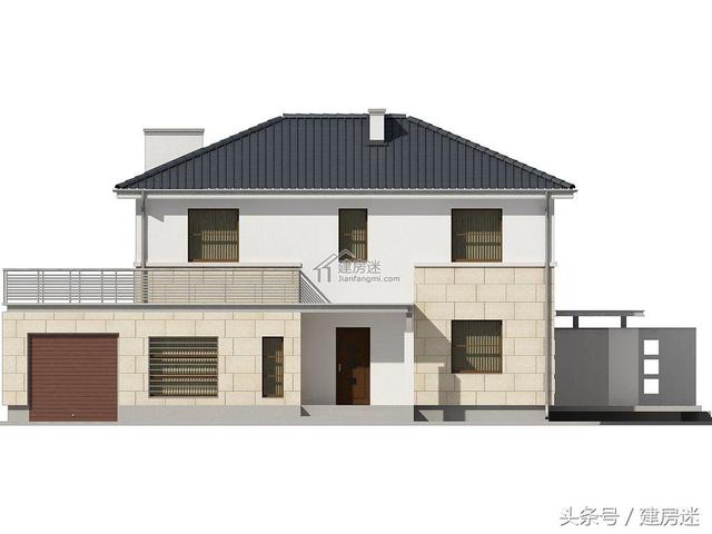 簡(jiǎn)歐風(fēng)格15米X10米兩層帶車庫(kù)磚混農(nóng)村二層房屋設(shè)計(jì)圖帶建成的圖片