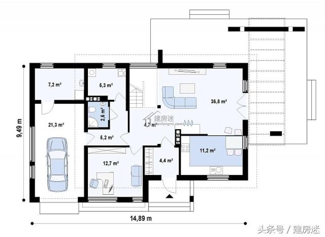 簡(jiǎn)歐風(fēng)格15米X10米兩層帶車庫(kù)磚混農(nóng)村二層房屋設(shè)計(jì)圖帶建成的圖片