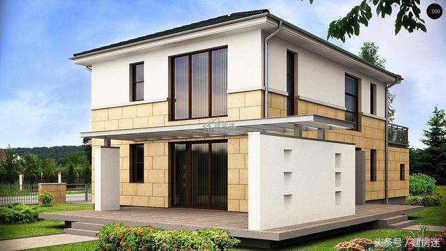 簡(jiǎn)歐風(fēng)格15米X10米兩層帶車庫(kù)磚混農(nóng)村二層房屋設(shè)計(jì)圖帶建成的圖片