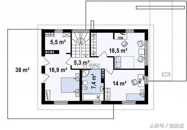 簡(jiǎn)歐風(fēng)格15米X10米兩層帶車庫(kù)磚混農(nóng)村二層房屋設(shè)計(jì)圖帶建成的圖片