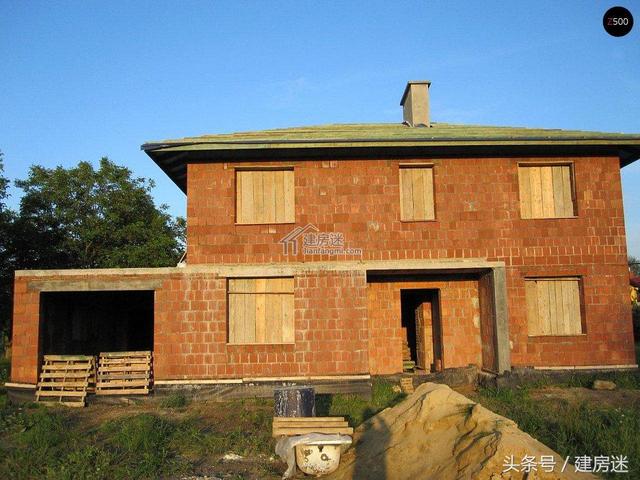 簡(jiǎn)歐風(fēng)格15米X10米兩層帶車庫(kù)磚混農(nóng)村二層房屋設(shè)計(jì)圖帶建成的圖片