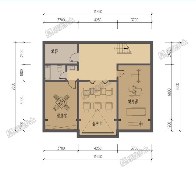 美式鄉(xiāng)村二層樓房設(shè)計圖，設(shè)計感強，夾層做閣樓，增加室內(nèi)空間