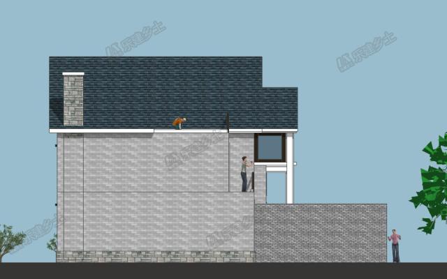 美式鄉(xiāng)村二層樓房設(shè)計圖，設(shè)計感強，夾層做閣樓，增加室內(nèi)空間