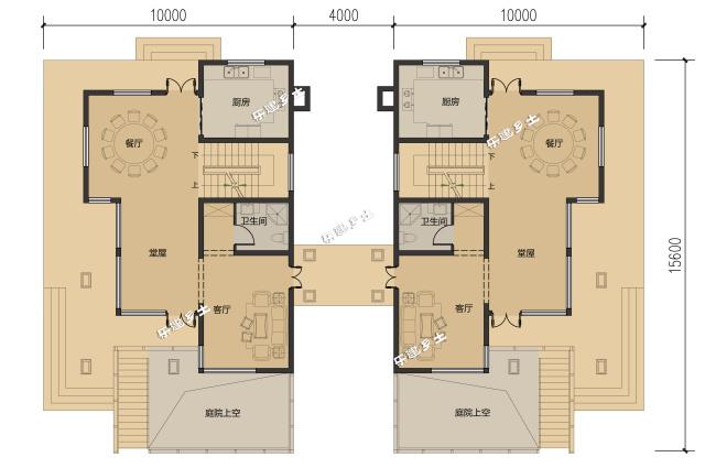 簡(jiǎn)約風(fēng)格雙拼別墅設(shè)計(jì)參考圖