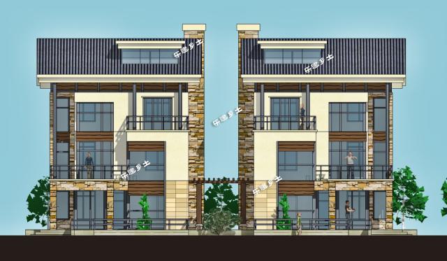 簡(jiǎn)約風(fēng)格雙拼別墅設(shè)計(jì)參考圖