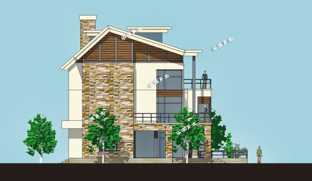 簡(jiǎn)約風(fēng)格雙拼別墅設(shè)計(jì)參考圖