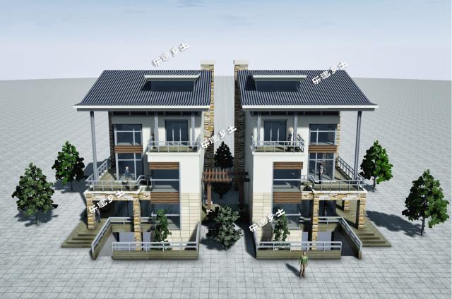 簡(jiǎn)約風(fēng)格雙拼別墅設(shè)計(jì)參考圖