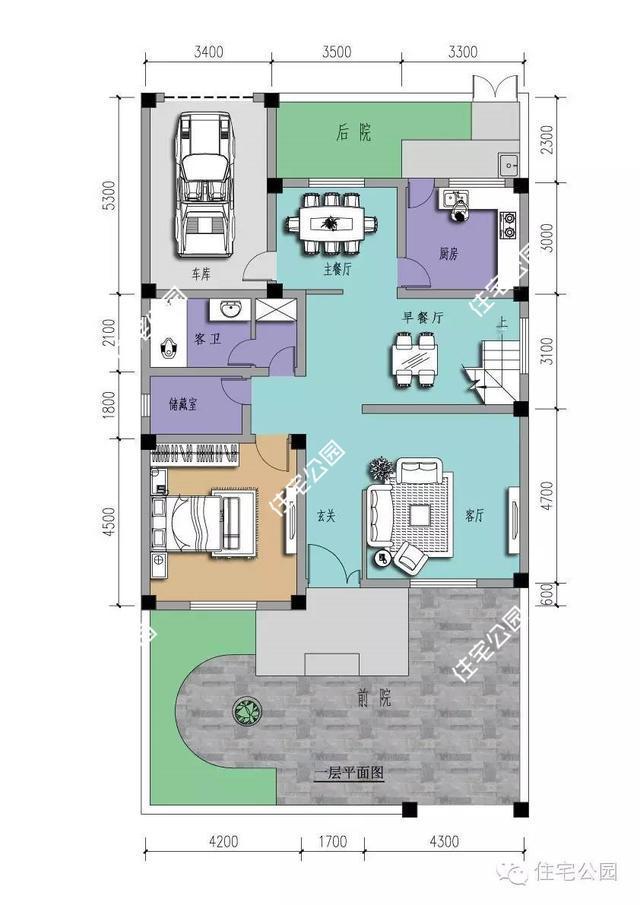 農(nóng)村中式二層小別墅戶型，你會(huì)把車庫這么放嗎？