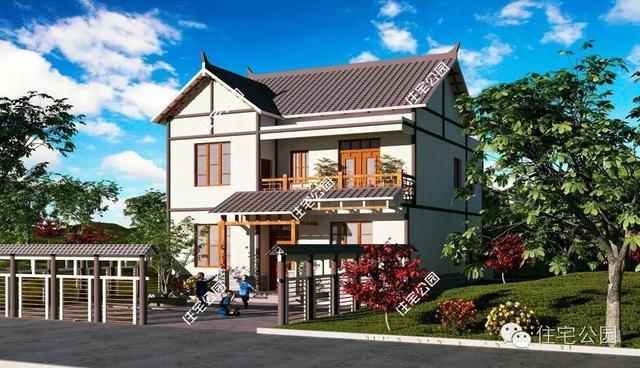 農(nóng)村中式二層小別墅戶型，你會(huì)把車庫這么放嗎？