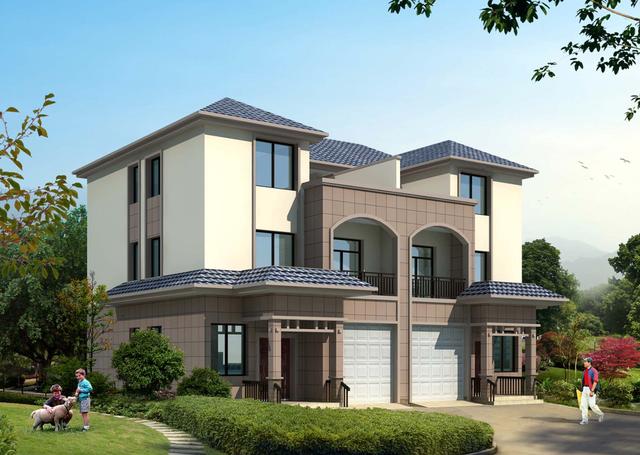 農(nóng)村兄弟別墅，車(chē)庫(kù)露臺(tái)樓梯為啥都在中間，含平面圖！