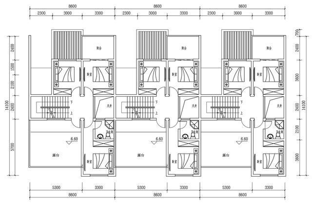 農村別墅兄弟三拼戶型，廳堂車庫庭院露臺，采光超好含平面圖！