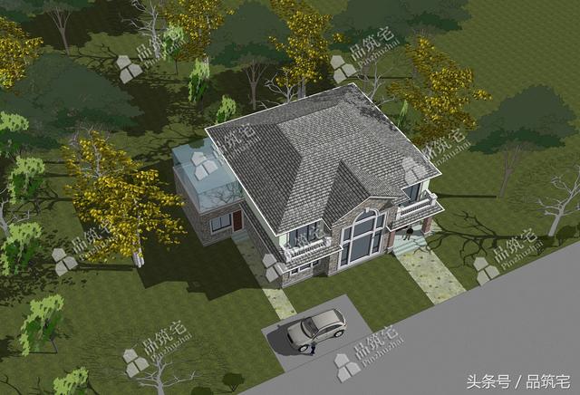 13×14米二層農(nóng)村別墅，帶土灶房，客廳大落地窗！