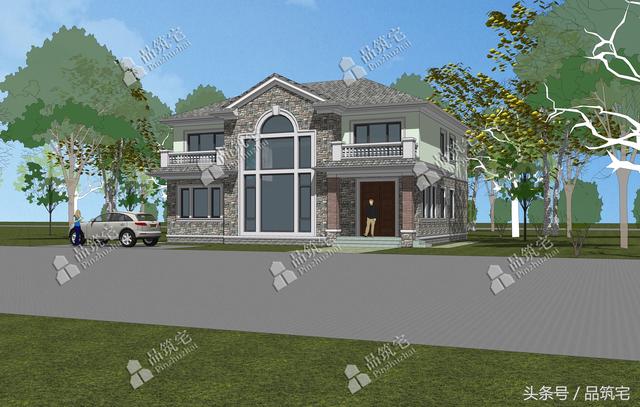 13×14米二層農(nóng)村別墅，帶土灶房，客廳大落地窗！