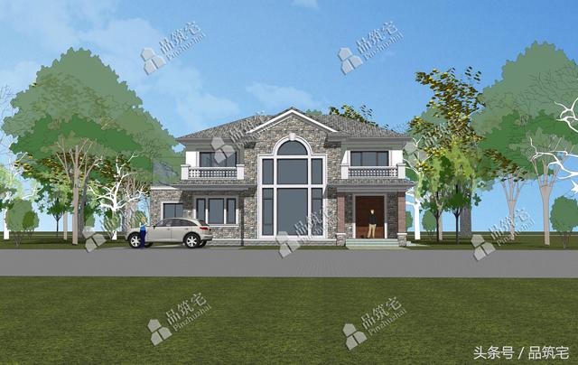 13×14米二層農(nóng)村別墅，帶土灶房，客廳大落地窗！