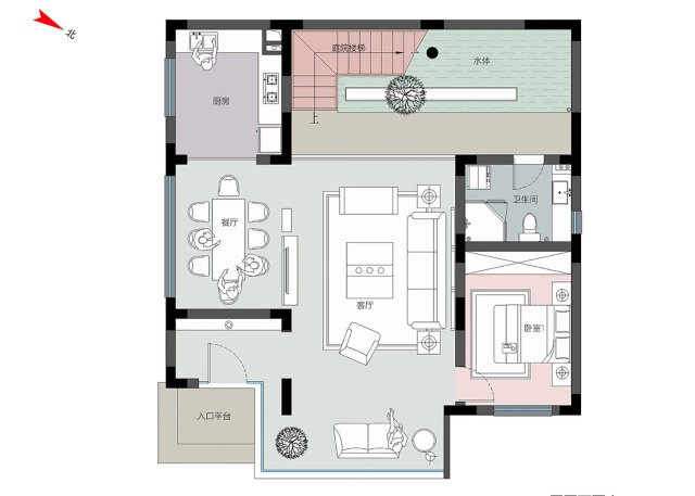 農(nóng)村現(xiàn)代別墅，屋頂帶蓄水池，簡約時(shí)尚，