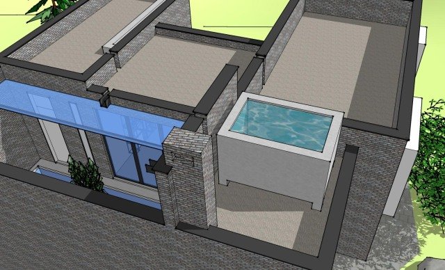 農(nóng)村現(xiàn)代別墅，屋頂帶蓄水池，簡約時(shí)尚，