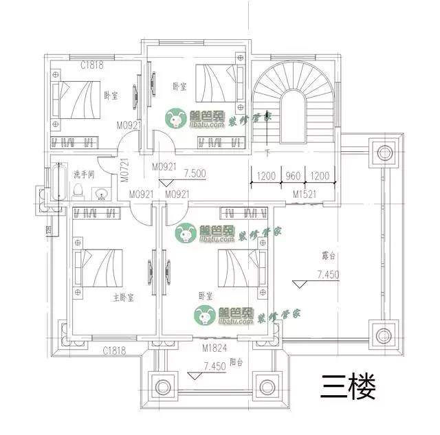 土豪自建三層別墅 8個臥室的新農(nóng)村自建房附全套施工圖紙！