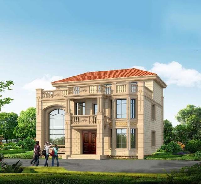 12.7X11.8米平坡屋頂結(jié)合三層別墅，挑空客廳旋轉(zhuǎn)樓梯樣樣不落