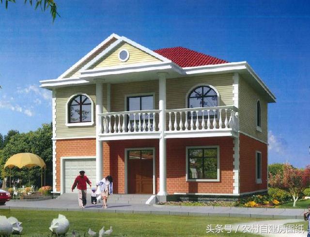 120平二層農(nóng)村自建樓戶型圖，帶車(chē)庫(kù)和神位