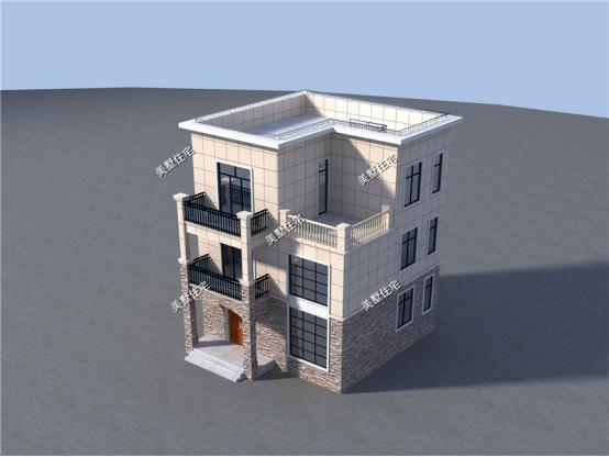 9X8米普通農(nóng)村三層樓房設(shè)計(jì)圖，平屋頂還帶露臺(tái)