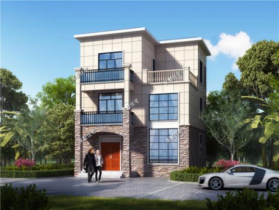 9X8米普通農(nóng)村三層樓房設(shè)計(jì)圖，平屋頂還帶露臺(tái)