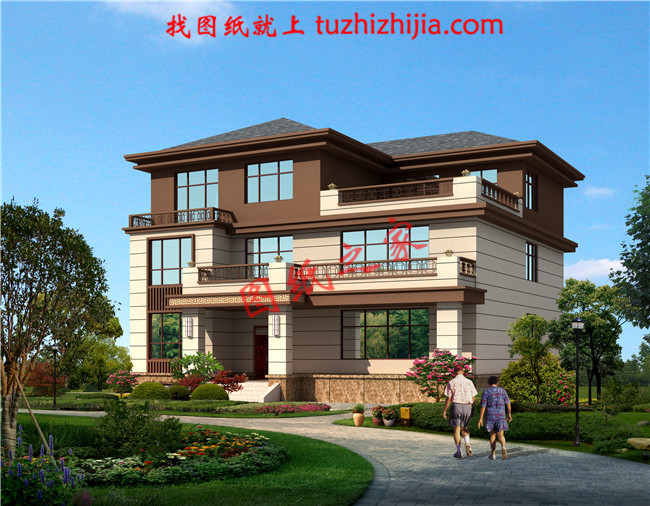 新中式三層樓房設計圖紙，帶地下室，地下車庫，帶電梯