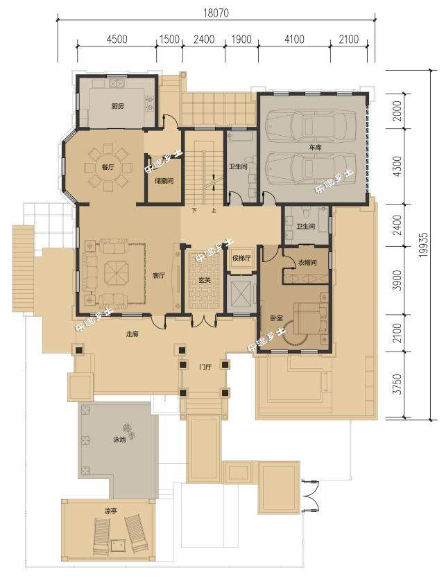 20X18米東南亞風(fēng)格二層鄉(xiāng)村田園別墅！