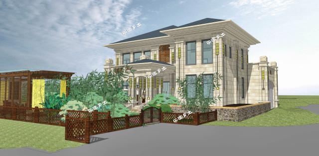 20X18米東南亞風(fēng)格二層鄉(xiāng)村田園別墅！