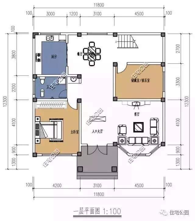 自建12X12米方正2層別墅，布局實用多臥室，適合農(nóng)村！