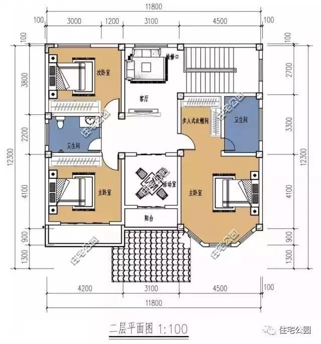 自建12X12米方正2層別墅，布局實用多臥室，適合農(nóng)村！