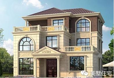 11x11米歐式三層小別墅戶型圖，3種外觀配色，各有千秋