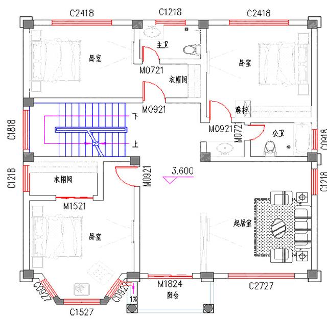 12×13米帶臥室套間的三層自建房全套施工圖，好評(píng)率高