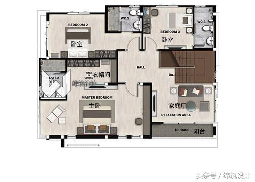 3款超現(xiàn)代的二層小別墅外觀圖，附戶型圖，都是開放式車庫(kù)