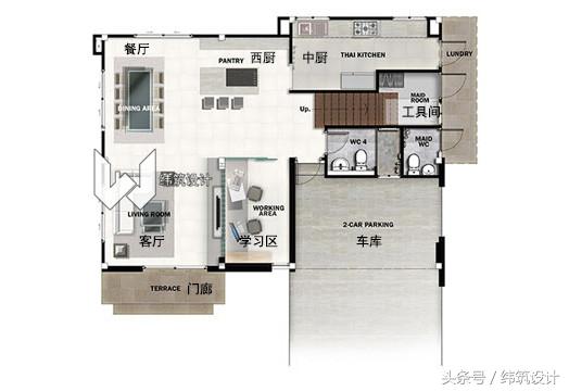 3款超現(xiàn)代的二層小別墅外觀圖，附戶型圖，都是開放式車庫(kù)