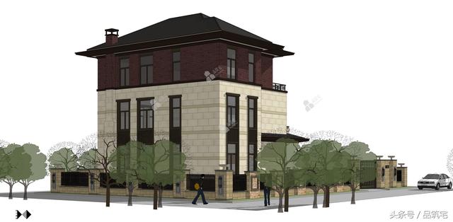 11X12三層萊特風(fēng)格小別墅設(shè)計圖，戶型方正緊湊