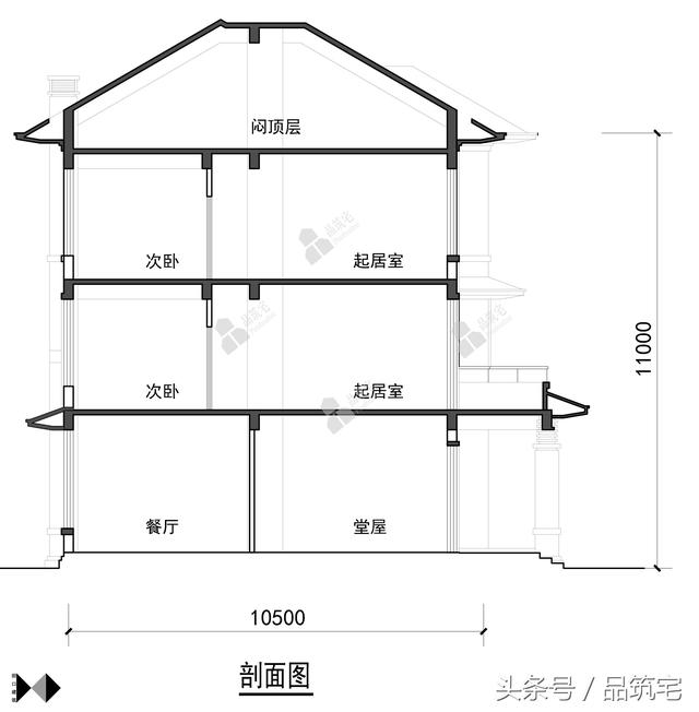 11X12三層萊特風(fēng)格小別墅設(shè)計圖，戶型方正緊湊