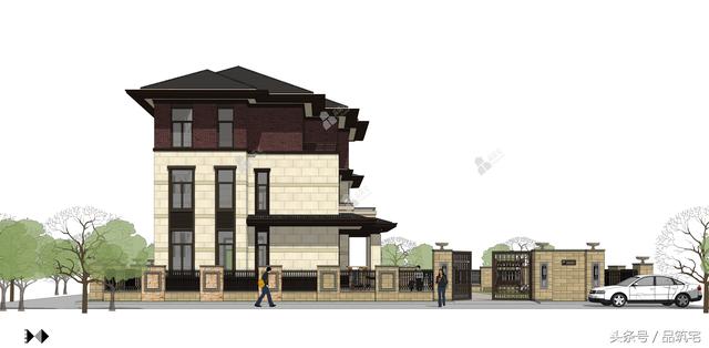 11X12三層萊特風(fēng)格小別墅設(shè)計圖，戶型方正緊湊