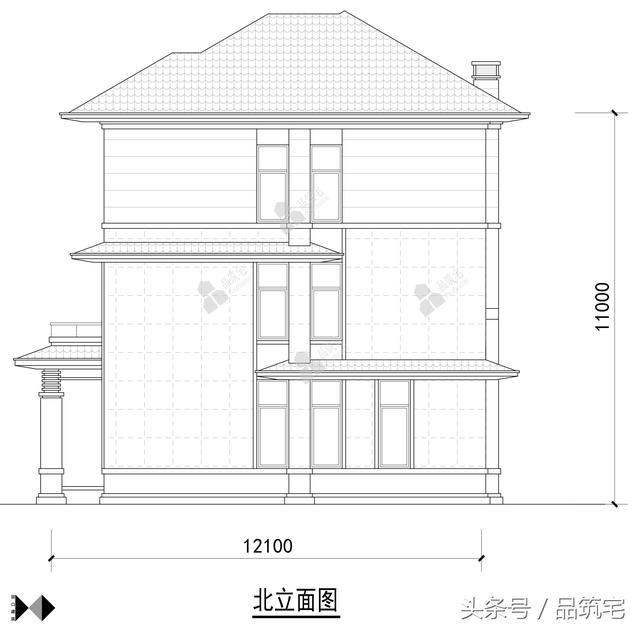 11X12三層萊特風(fēng)格小別墅設(shè)計圖，戶型方正緊湊