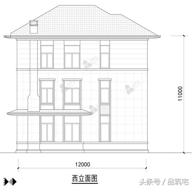 11X12三層萊特風(fēng)格小別墅設(shè)計圖，戶型方正緊湊