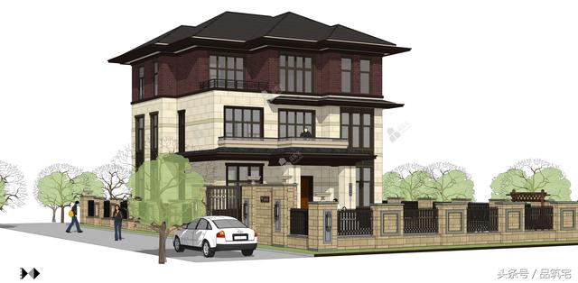 11X12三層萊特風(fēng)格小別墅設(shè)計圖，戶型方正緊湊