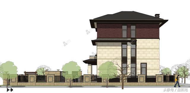 11X12三層萊特風(fēng)格小別墅設(shè)計圖，戶型方正緊湊